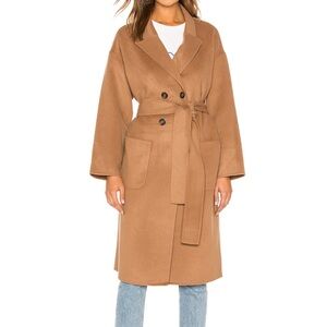 Anine Bing Dylan Camel Double-Breasted Trench Coat
